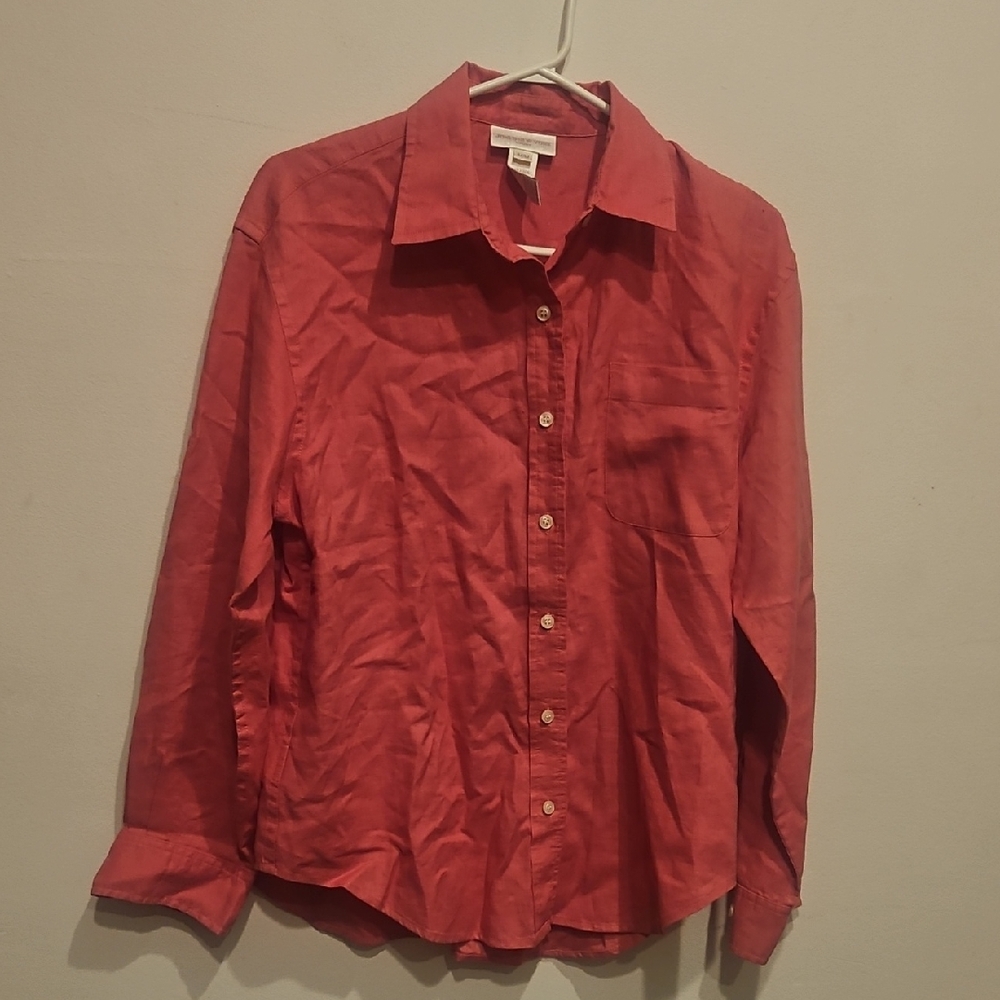 Jones New York Women's Vibrant Pink Button-Down Shirt
